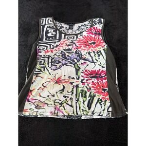 West End XL Floral‎ Print Tank Top Sleeveless Casual Blouse Multicolor
